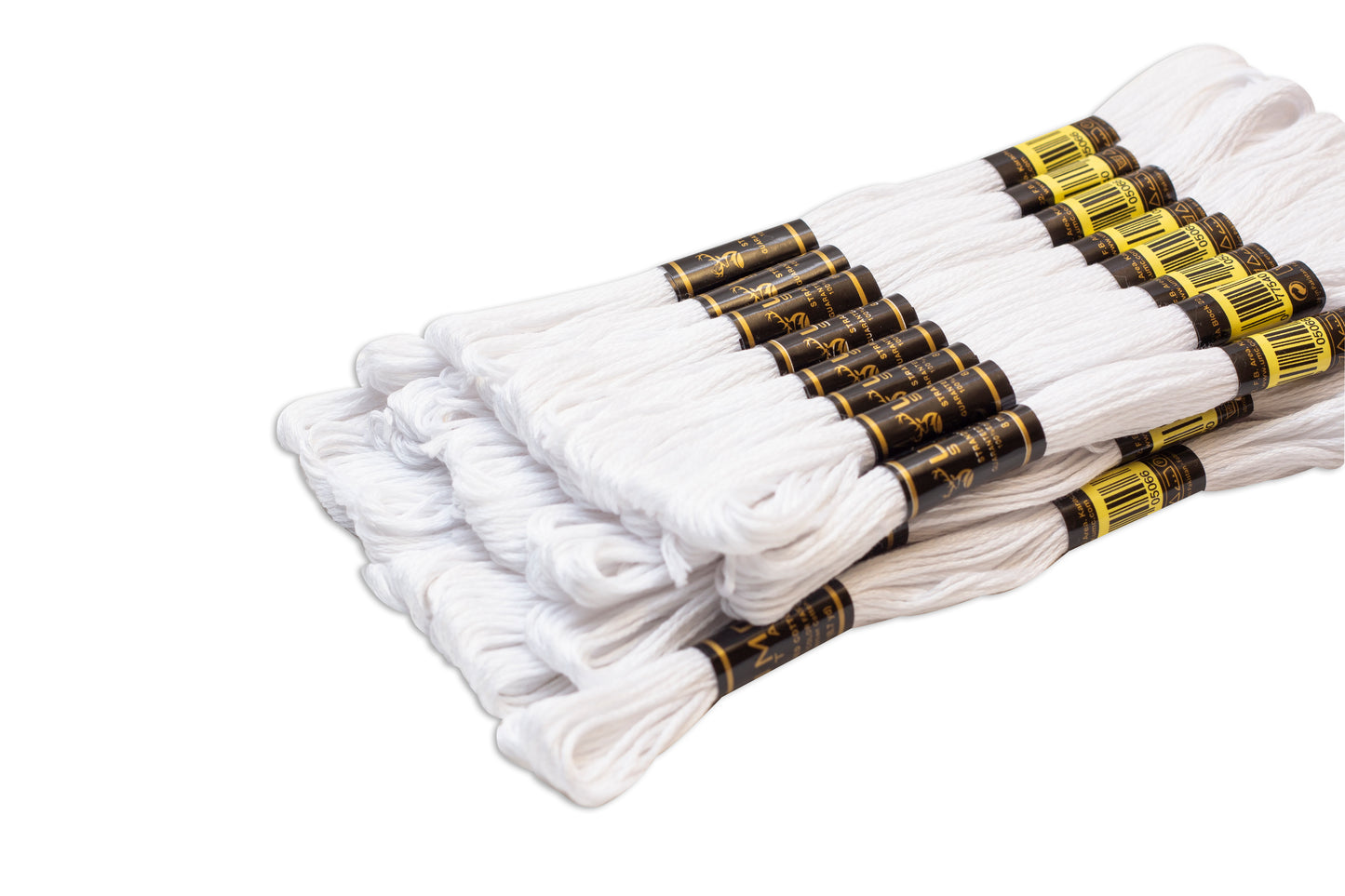 UMC STAG 24 Pieces White Colour Premium Embroidery Thread | 100% Egyptian Cotton Skeins | Cross Stitch Embroidery Floss | OEKO TEX Stranded Cotton |