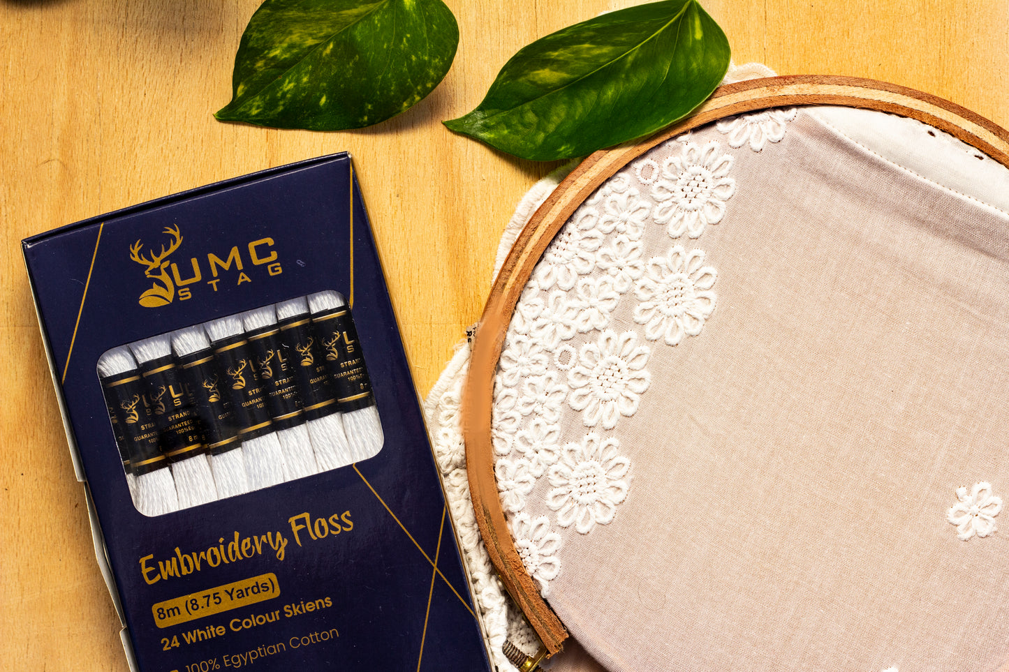 UMC STAG 24 Pieces White Colour Premium Embroidery Thread | 100% Egyptian Cotton Skeins | Cross Stitch Embroidery Floss | OEKO TEX Stranded Cotton |