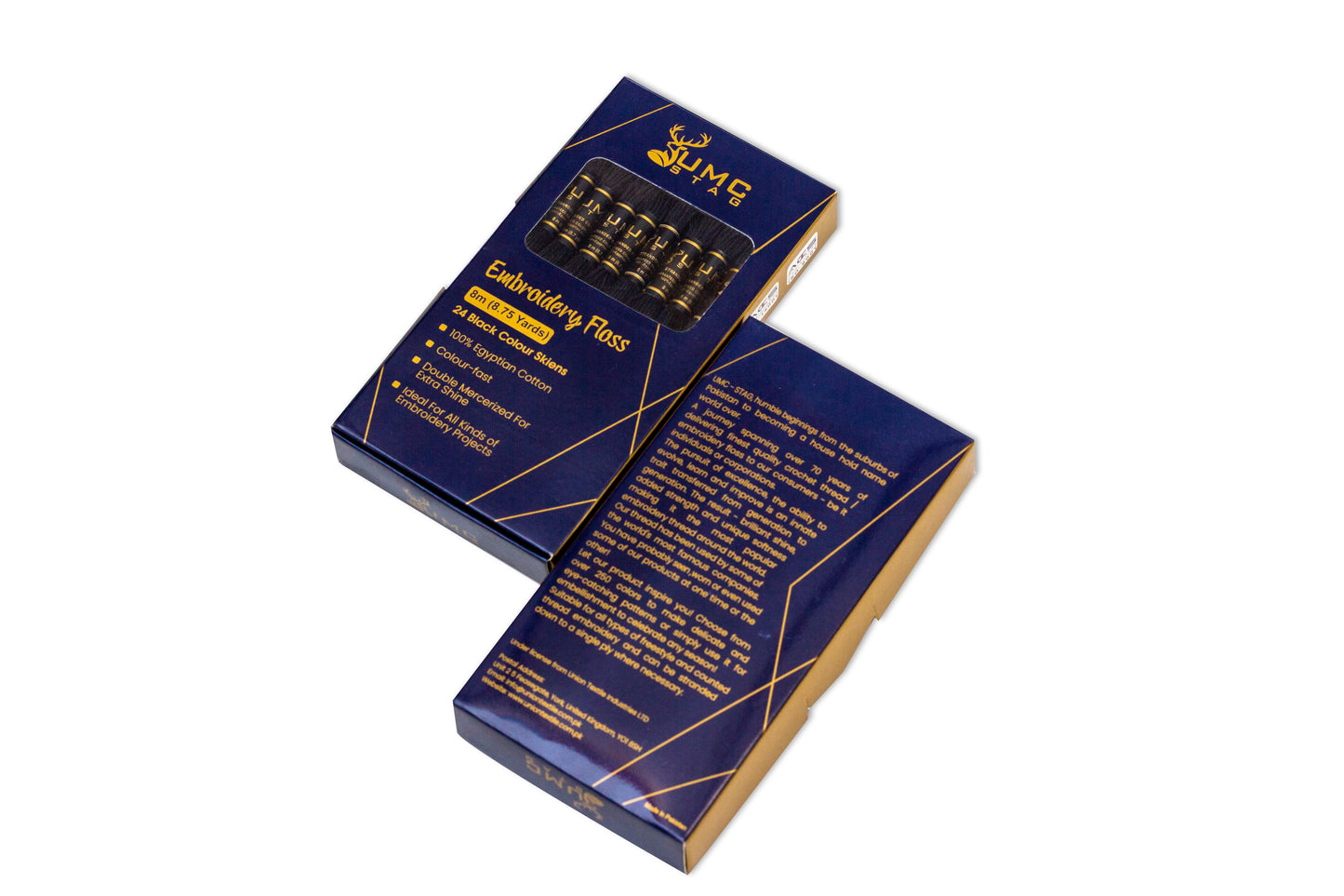 UMC STAG 24 Pieces Black Colour Premium Embroidery Thread | 100% Egyptian Cotton Skeins | Cross Stitch Embroidery Floss | OEKO TEX Stranded Cotton |