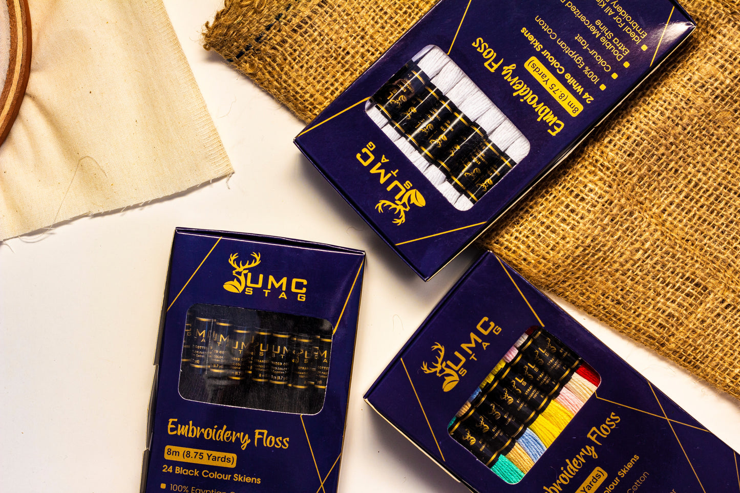 UMC STAG 24 Pieces Black Colour Premium Embroidery Thread | 100% Egyptian Cotton Skeins | Cross Stitch Embroidery Floss | OEKO TEX Stranded Cotton |