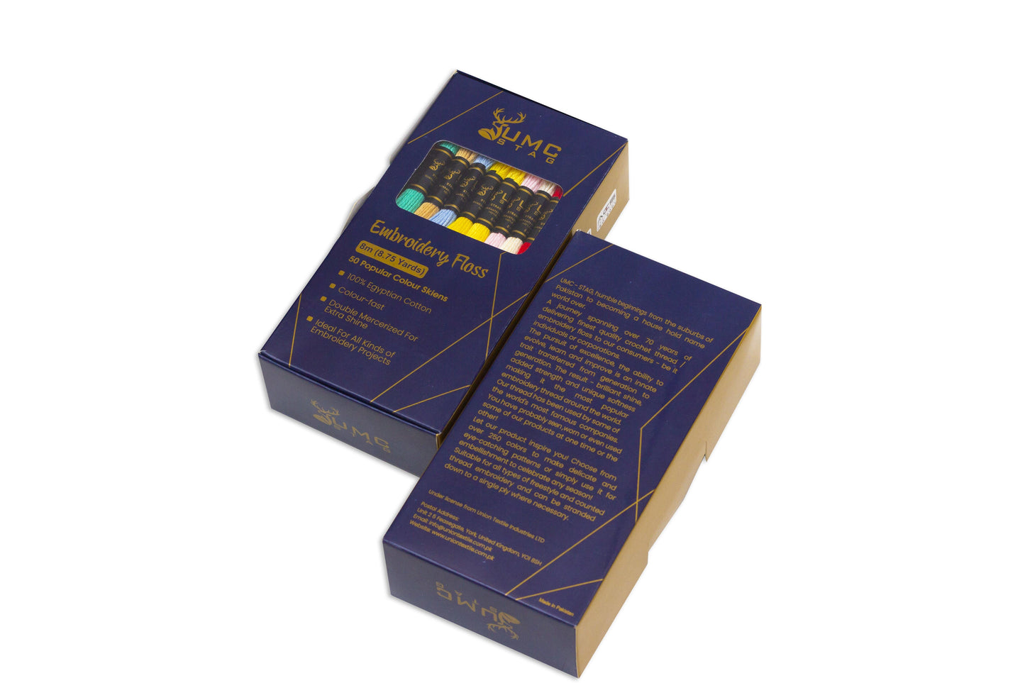 UMC STAG Pack of 50 Popular Colours Premium Embroidery Thread | 100% Egyptian Cotton Premium Skeins | Cross Stitch Embroidery Floss | Oeko TEX Certified Stranded Cotton | Ideal for Arts & Crafts - UMC STAG