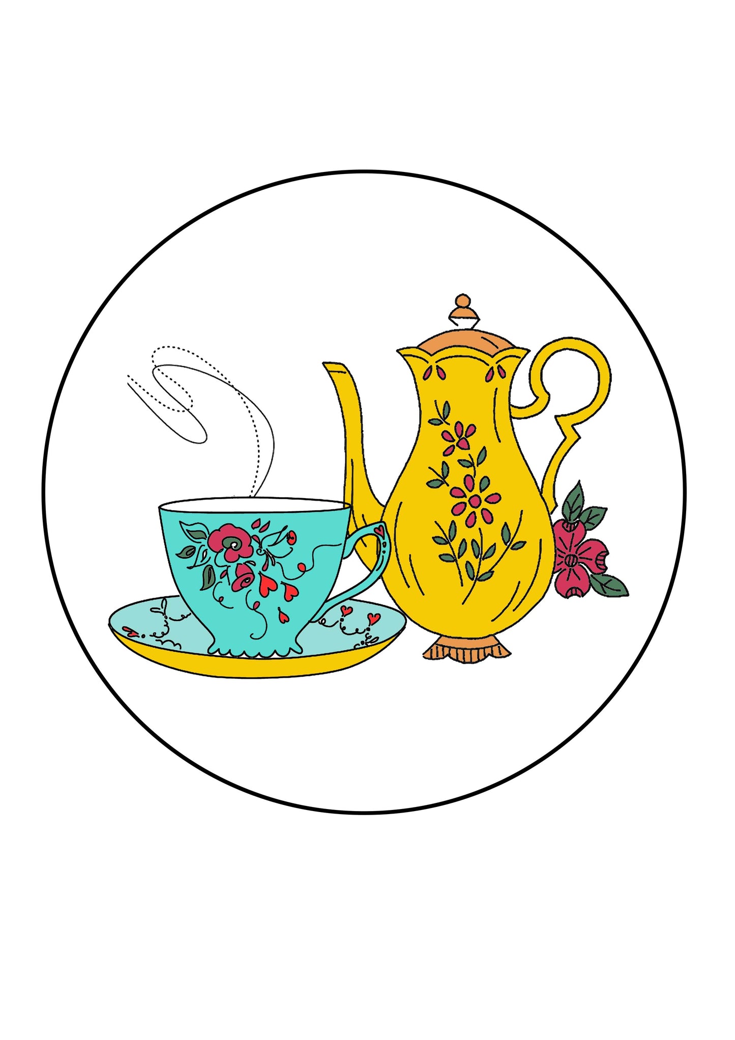 Vintage Tea Pot Free Embroidery Pattern