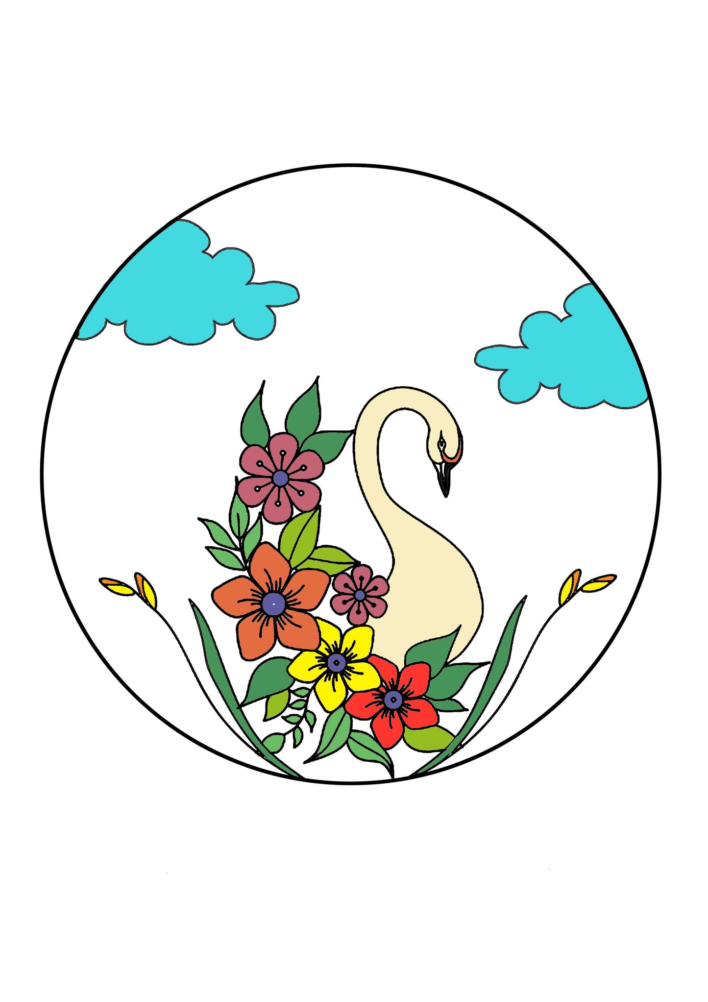 Tropical Swan Free Embroidery Pattern