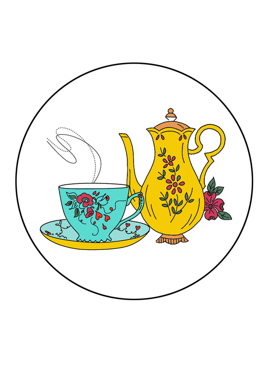 Vintage Tea Pot Free Embroidery Pattern