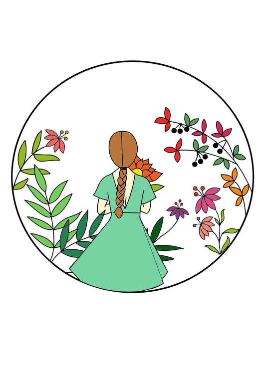 Floral Lady Free Embroidery Pattern