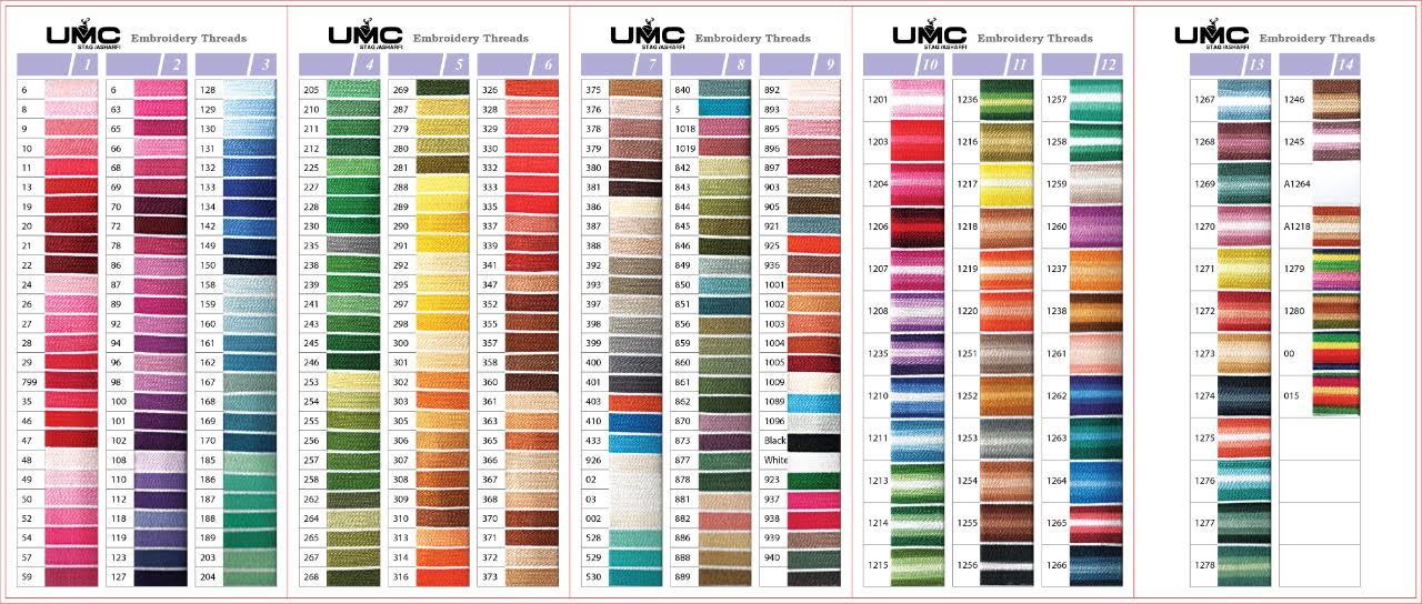 Thread Color Chart For Embroidery DMC Cotton Thread 13 16 Rows On The